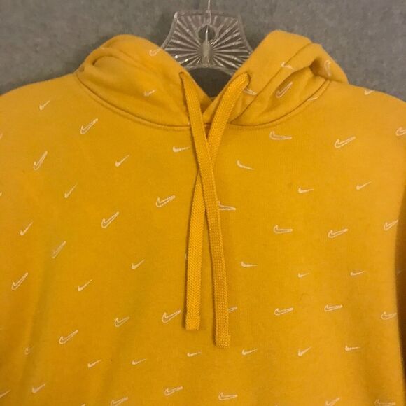 Nike Other - Nike Hoodie Fleece Sweatshirt Mens‎ Medium Yellow AOP All Over Print Swoosh Logo